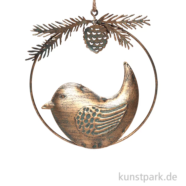 Artikelbild 1 des Artikels “Metallkranz mit Hänger, Vogel, Antik Gold, 11 x 1,4 cm “