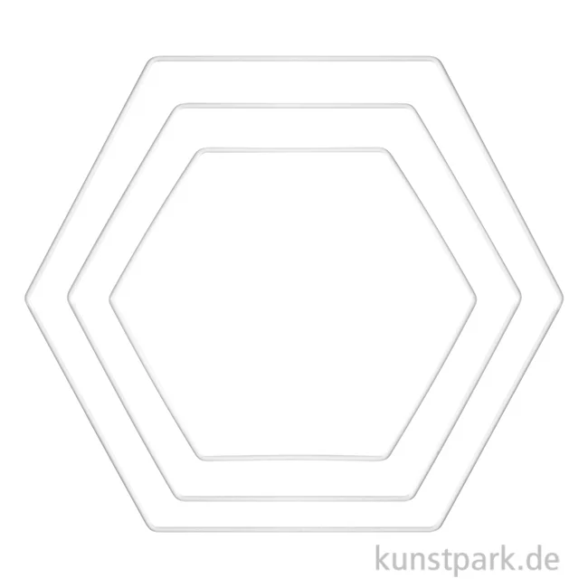 Artikelbild 1 des Artikels “Metallringe Hexagon, Weiß, je 1 x 20 cm + 25 cm + 30 cm, 3 Stück “