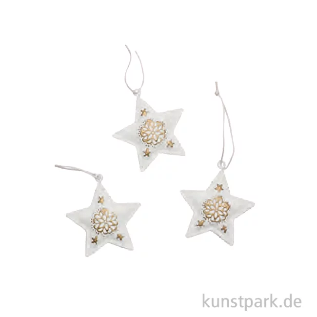 Artikelbild 1 des Artikels “Metallstern Weihnachtsanhänger, Weiß, 3 Stück, 5,1 x 5,6 x 0,8 cm “