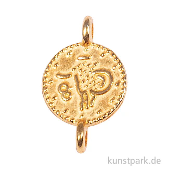 Artikelbild 1 des Artikels “Mini-Anhänger Metall - goldene Münze mit 2 Ösen, 4 Stück “