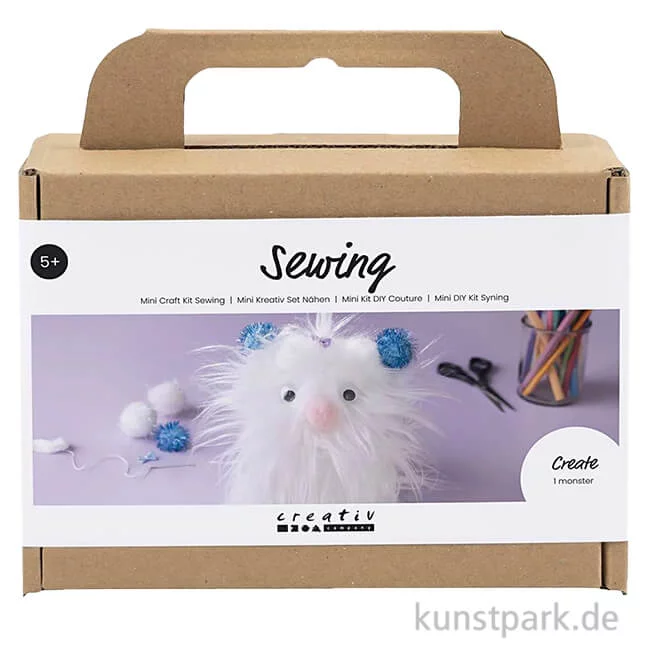 Artikelbild 1 des Artikels “Mini Bastelset - Monster Nähen, Weiß mit Pompons “