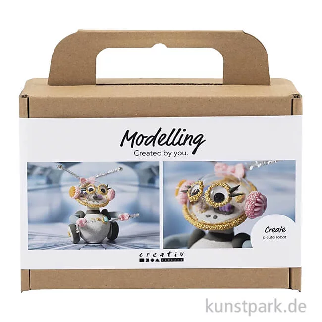 Artikelbild 1 des Artikels “Mini Bastelset - Robotermädchen Modellieren, Grau, Pink “