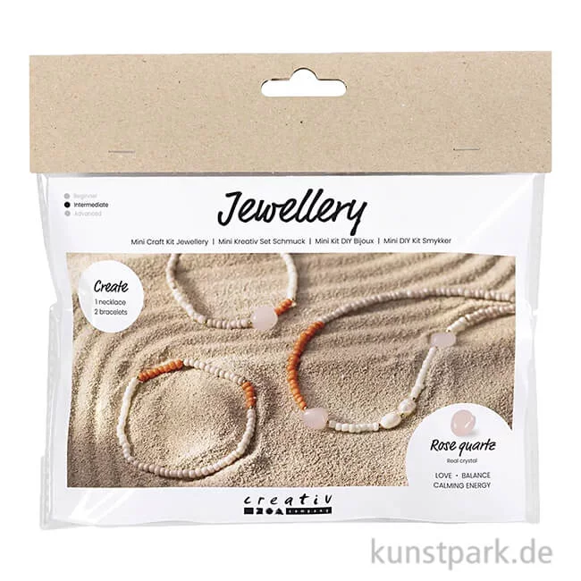 Artikelbild 1 des Artikels “Mini Bastelset Schmuck, Halskette + Armband mit Rosenquarz “