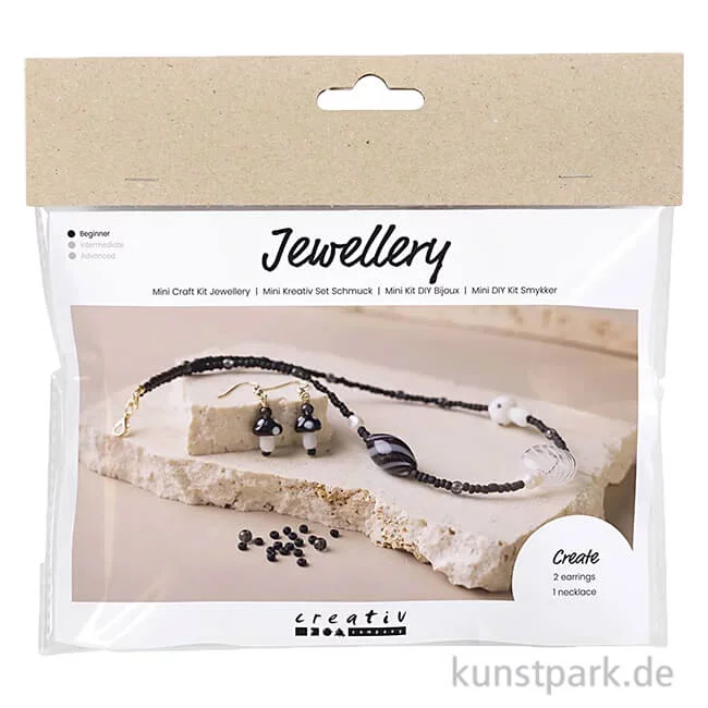 Artikelbild 1 des Artikels “Mini Bastelset Schmuck, Halskette + Ohrringe, Chunky, Schwarz “