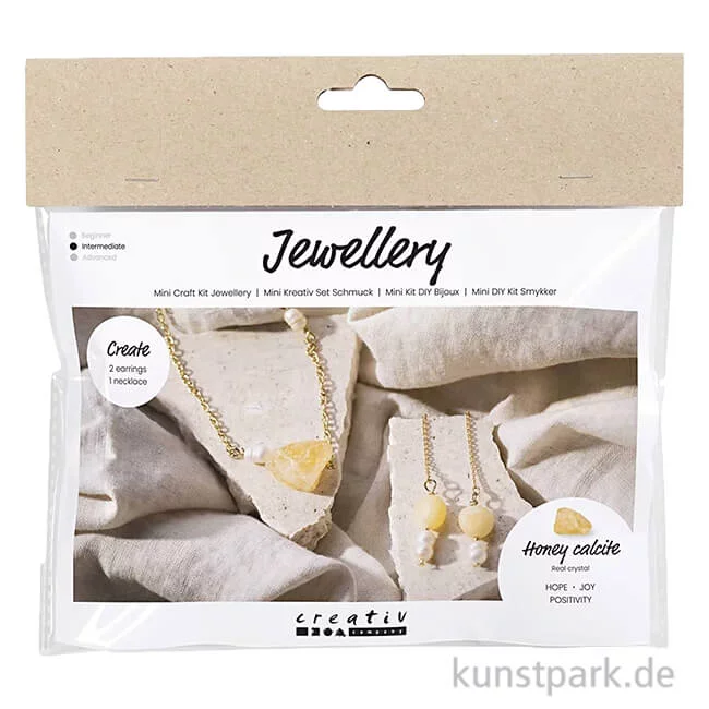 Artikelbild 1 des Artikels “Mini Bastelset Schmuck, Halskette + Ohrringe mit Honigcalcit “