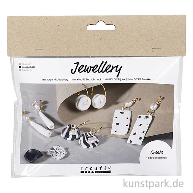 Artikelbild 1 des Artikels “Mini Bastelset Schmuck, Polymer Clay Ohrringe, Schwarz Weiß “