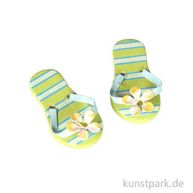 Artikelbild 1 des Artikels “Mini Flip-Flops - grün gestreift, 4,5 cm “