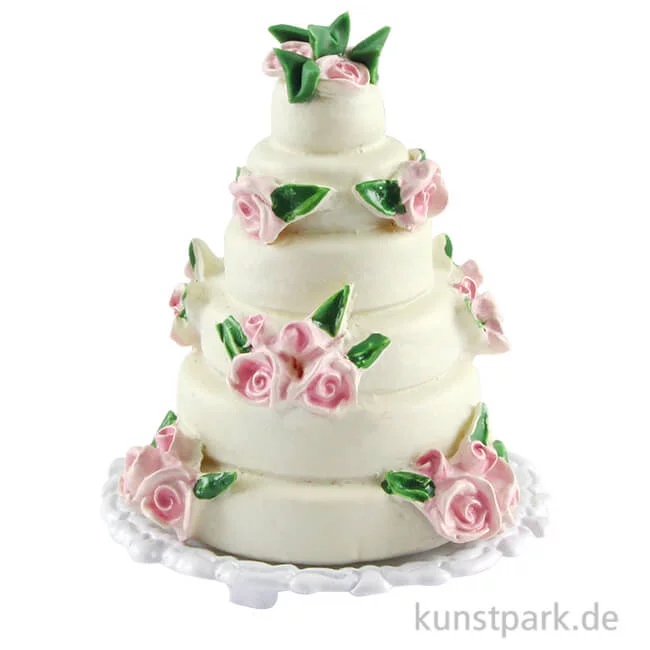 Artikelbild 1 des Artikels “Mini Hochzeitstorte mit Rosendekoration, 4 x 3,5 cm “
