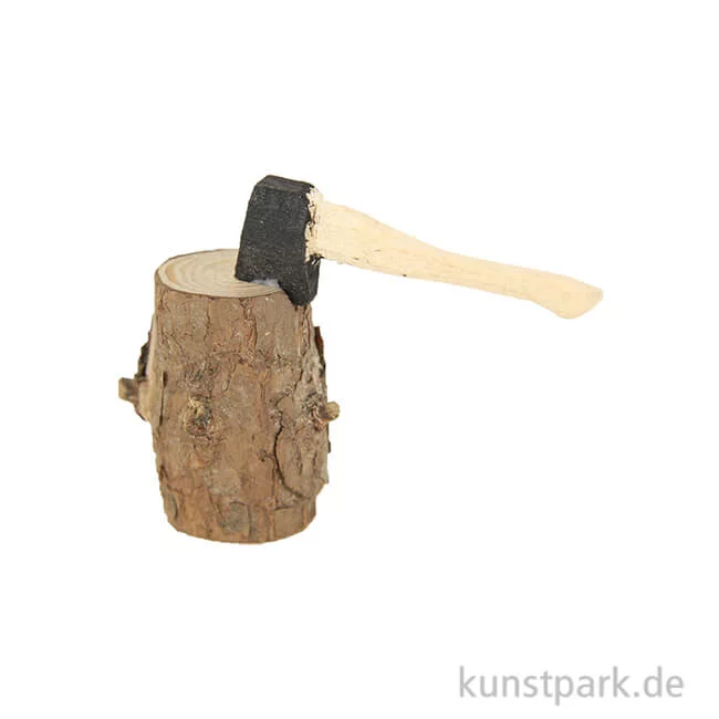 Artikelbild 1 des Artikels “Mini-Holzstock mit Axt 3,5 x 5 cm “
