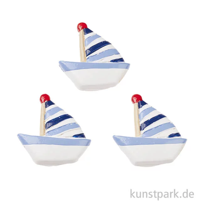 Artikelbild 1 des Artikels “Mini Segelschiff - gestreift, 2,5 cm, 3 Stück “