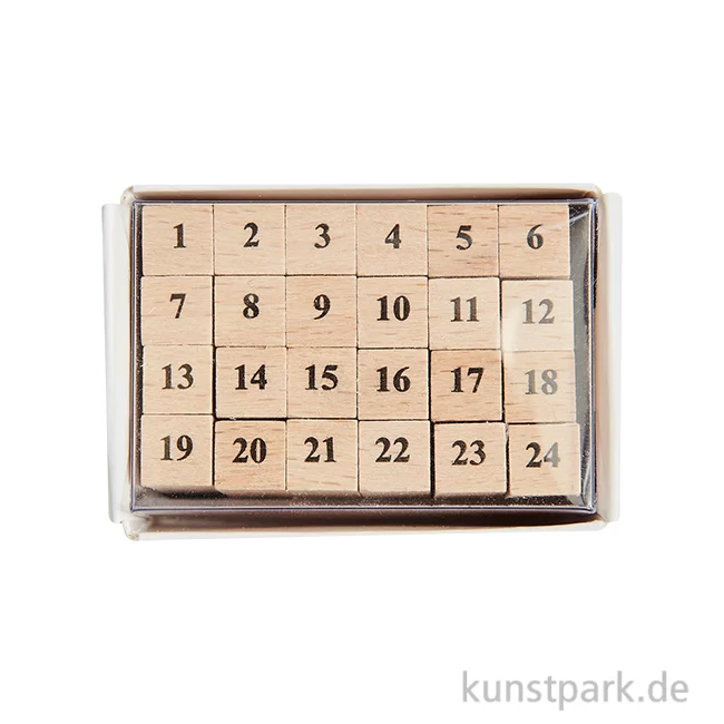 Artikelbild 1 des Artikels “Mini Stempelset - Zahlen 1-24 mit 24 Holzstempeln “