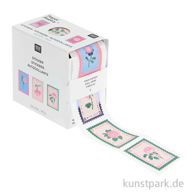 Artikelbild 1 des Artikels “Mini Sticker - La Vie en Rose, Briefmarken, 120 Aufkleber “