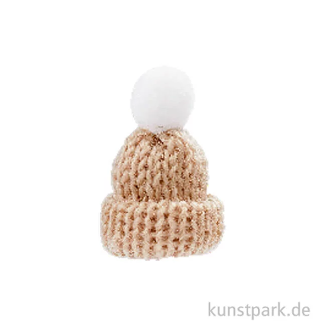 Artikelbild 1 des Artikels “Mini Strick-Mützen, Beige, 4,5 cm, 2 Stück “