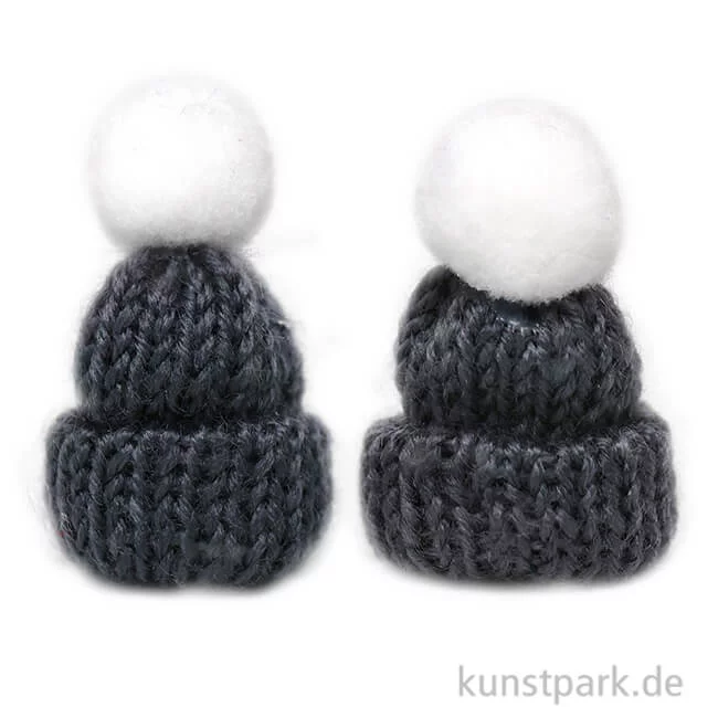Artikelbild 1 des Artikels “Mini Strick-Mützen, Dunkelgrau, 4,5 cm, 2 Stück “