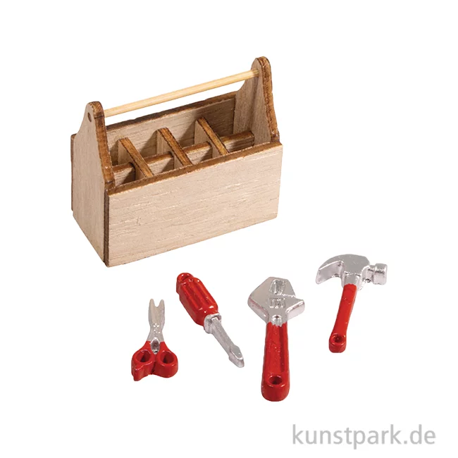 Artikelbild 1 des Artikels “Mini Werkzeugkiste aus Holz mit Werkzeug, 4,5 x 2,5 x 4,1 cm “