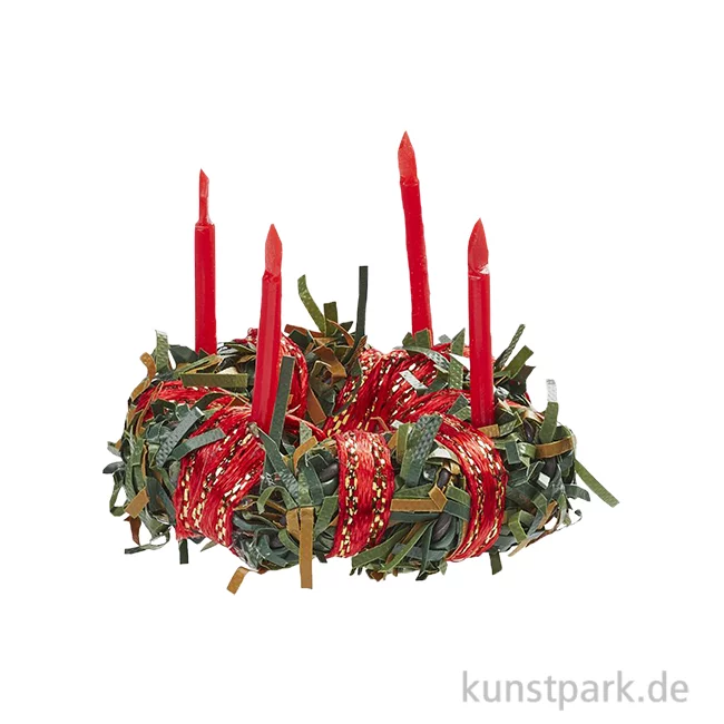 Artikelbild 1 des Artikels “Miniatur Adventskranz, Grün Rot, 4 cm “