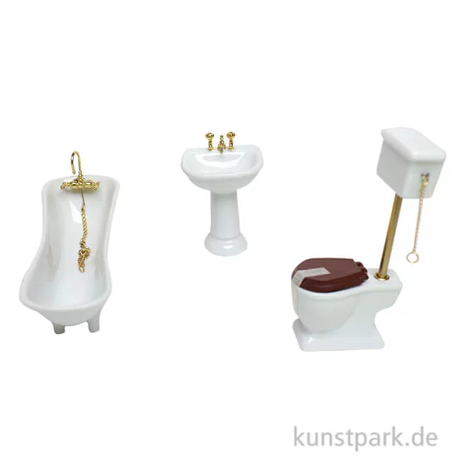 Artikelbild 1 des Artikels “Miniatur Badezimmer Set, Weiß, Porzellan, 4-teilig “