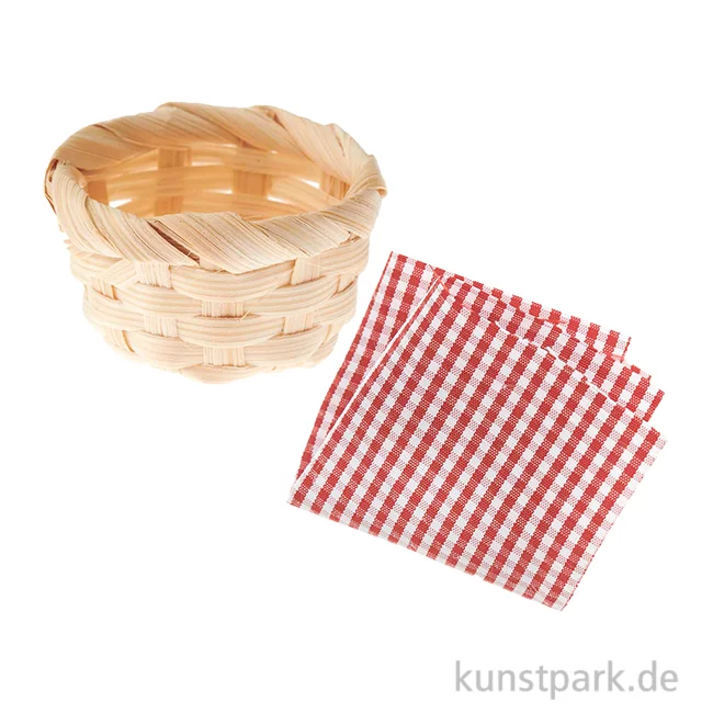 Artikelbild 1 des Artikels “Miniatur Bambuskorb mit Picknickdecke “
