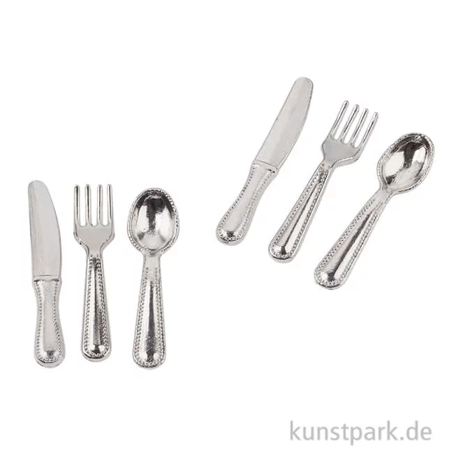 Artikelbild 1 des Artikels “Miniatur Besteck, 12-teilig, Silberfarbig, ca. 2 cm “