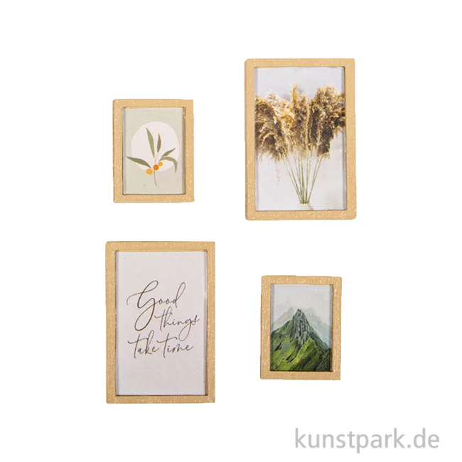 Artikelbild 1 des Artikels “Miniatur Bilderrahmen, Holz, 2,4 x 3,4 cm+1,7 x 2,2 cm, 4 Stück “