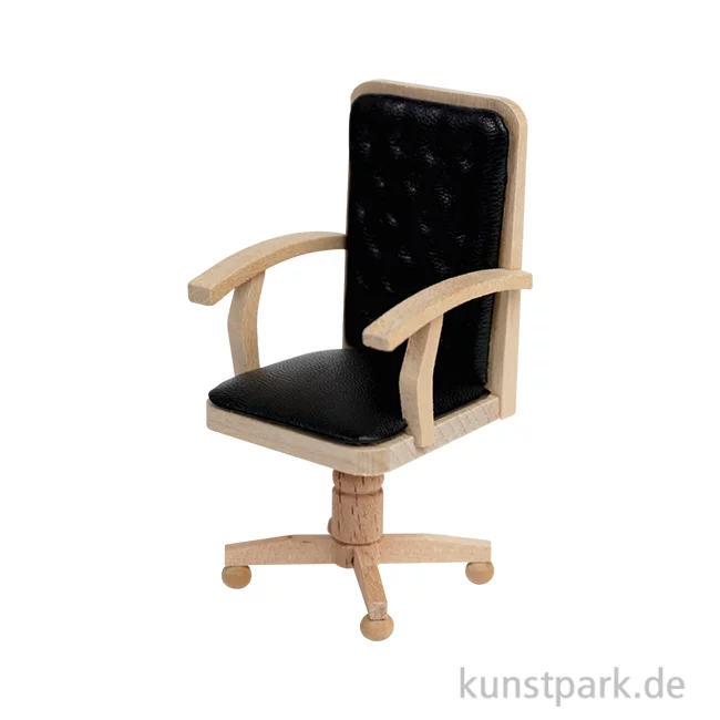 Artikelbild 1 des Artikels “Miniatur Bürostuhl, Holz, Leder, 4,8 x 4,5 x 9 cm “