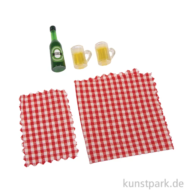 Artikelbild 1 des Artikels “Miniatur Deko Set, Picknick, Decken + Bier, 5-teilig “