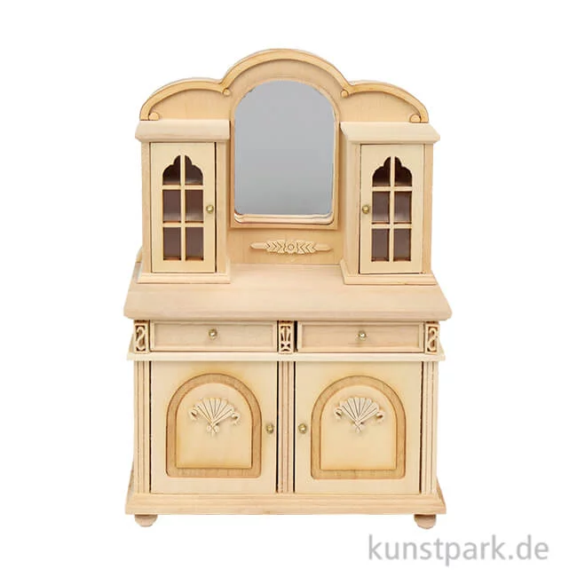Artikelbild 1 des Artikels “Miniatur Esszimmerschrank mit Spiegel, Naturholz, 10 x 4,5 x 15 cm “
