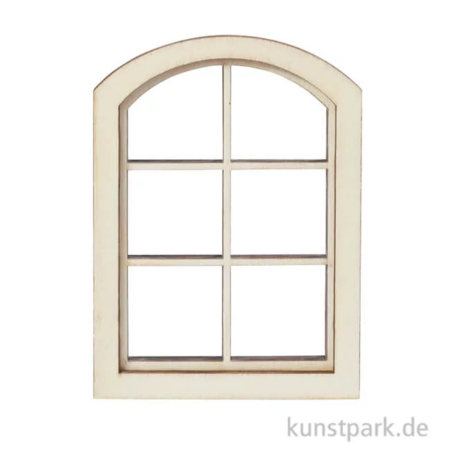 Artikelbild 1 des Artikels “Miniatur Fenster mit Bogen, Holz, 7,5 x 10 cm “