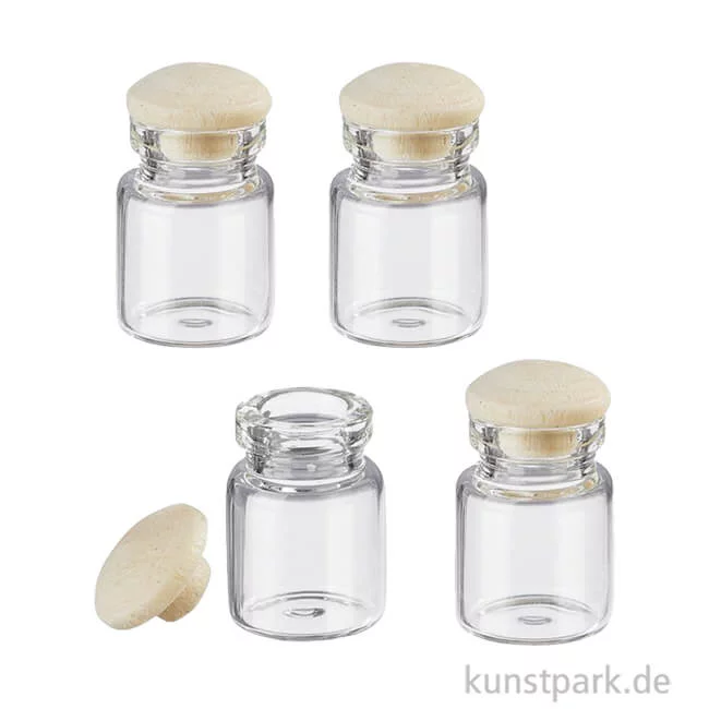 Artikelbild 1 des Artikels “Miniatur Glasflaschen, 2,2 x 1,3 cm, 4 Stück “
