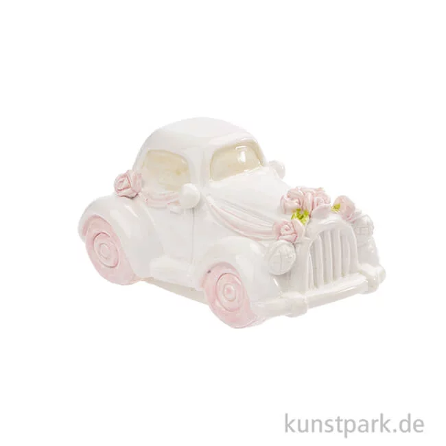 Artikelbild 1 des Artikels “Miniatur Hochzeits-Auto - Vintage, 5 cm Weiß-Rosa“