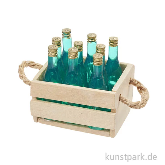 Artikelbild 1 des Artikels “Miniatur Holzkiste mit Flaschen, ca. 4 cm “