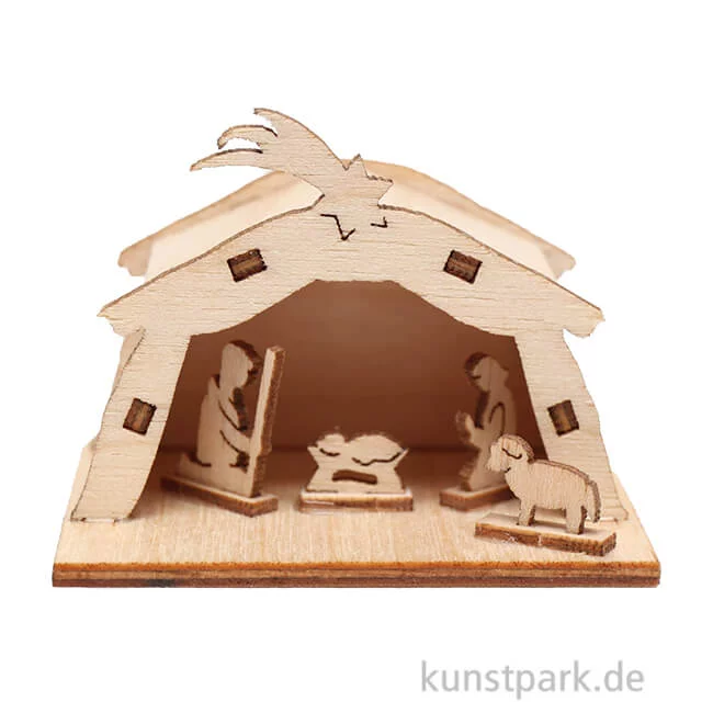 Artikelbild 1 des Artikels “Miniatur Holzkrippe mit Figuren, 2,5 cm “
