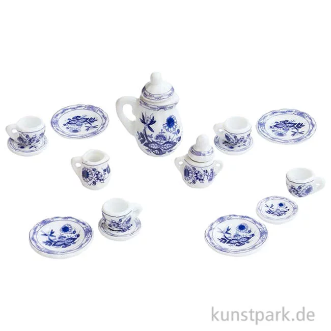 Artikelbild 1 des Artikels “Miniatur Kaffeeservice, Weiß-Blau, Keramik, 1-3,5 cm, 15-teilig “