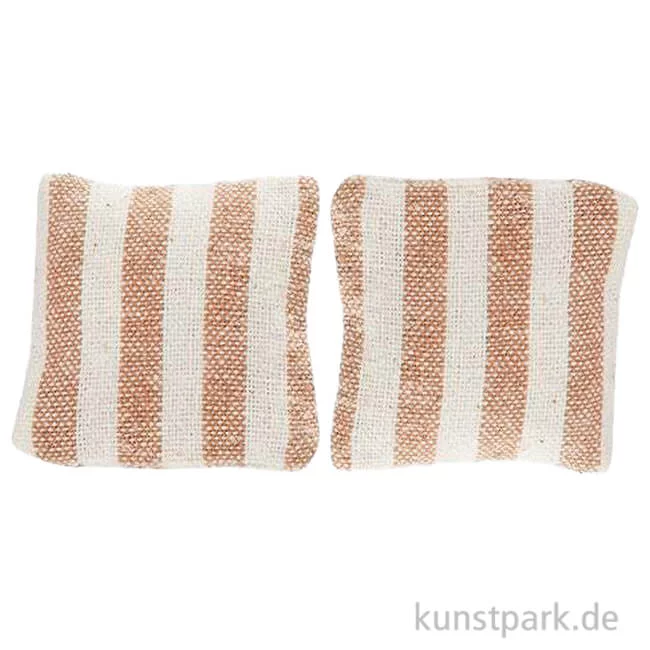 Artikelbild 1 des Artikels “Miniatur Kissen, Beige gestreift, 2,8 x 2,8 cm, 2 Stück “