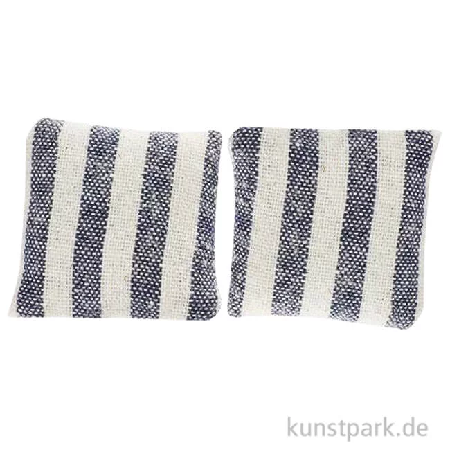 Artikelbild 1 des Artikels “Miniatur Kissen, Dunkelblau gestreift, 2,8 x 2,8 cm, 2 Stück “