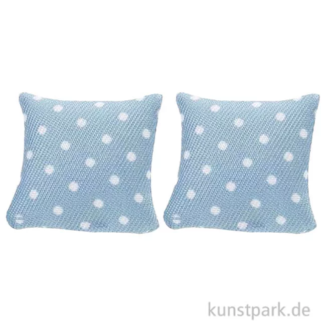 Artikelbild 1 des Artikels “Miniatur Kissen, Grau mit weißen Punkten, 2,8 x 2,8 cm, 2 Stück “