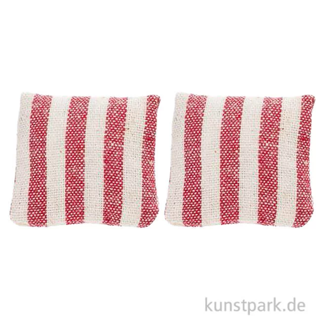 Artikelbild 1 des Artikels “Miniatur Kissen, Rot gestreift, 2,8 x 2,8 cm, 2 Stück “