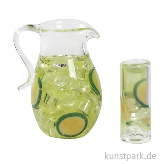 Artikelbild 1 des Artikels “Miniatur Krug + Glas mit Zitronenlimonade, 2-teilig, 1,5 - 2,5 cm “