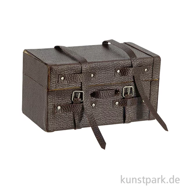 Artikelbild 1 des Artikels “Miniatur Lederkoffer, Dunkelbraun, 3 x 3 x 5,6 cm “