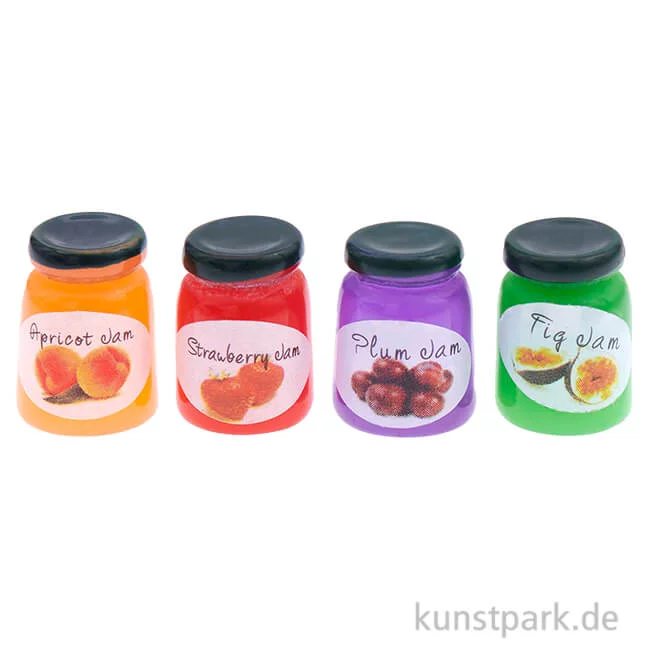 Artikelbild 1 des Artikels “Miniatur Marmeladengläser, 4 Stück “