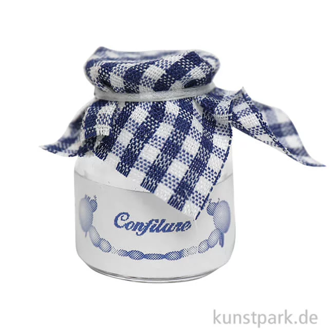 Artikelbild 1 des Artikels “Miniatur Marmeladenglas mit Deckel, Weiß Blau, 18 x 25 mm “