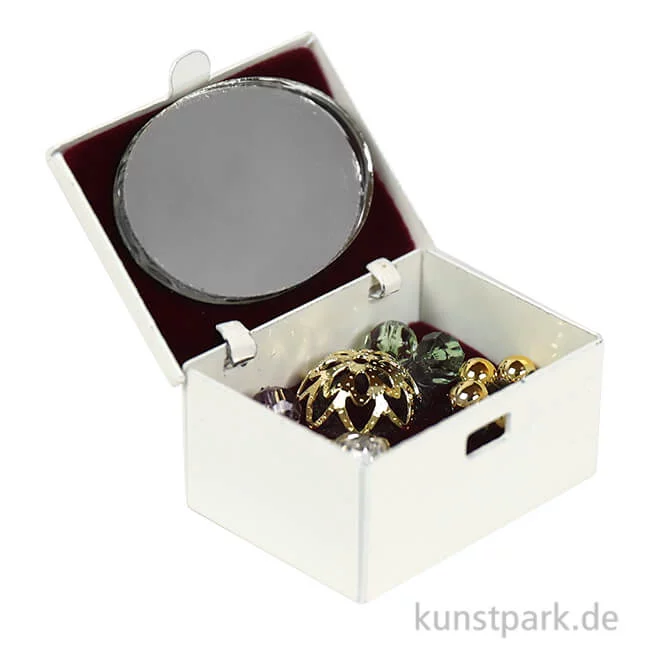 Artikelbild 1 des Artikels “Miniatur Schmuckschatulle, Metall, Rosa-Weiß, 2,5 x 2 x 1,5 cm “