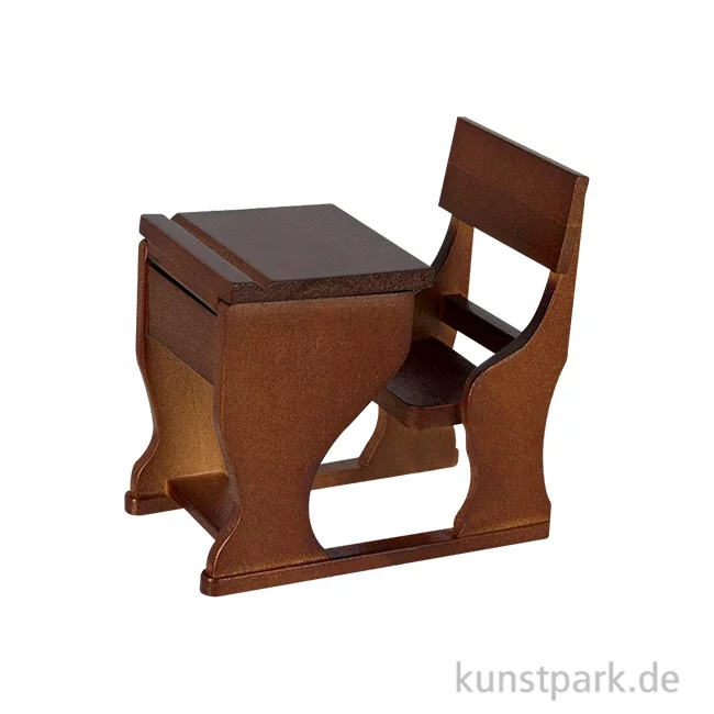 Artikelbild 1 des Artikels “Miniatur Schulbank, Holz, Nussbaum, 7,8 x 4,4 x 7,8 cm “