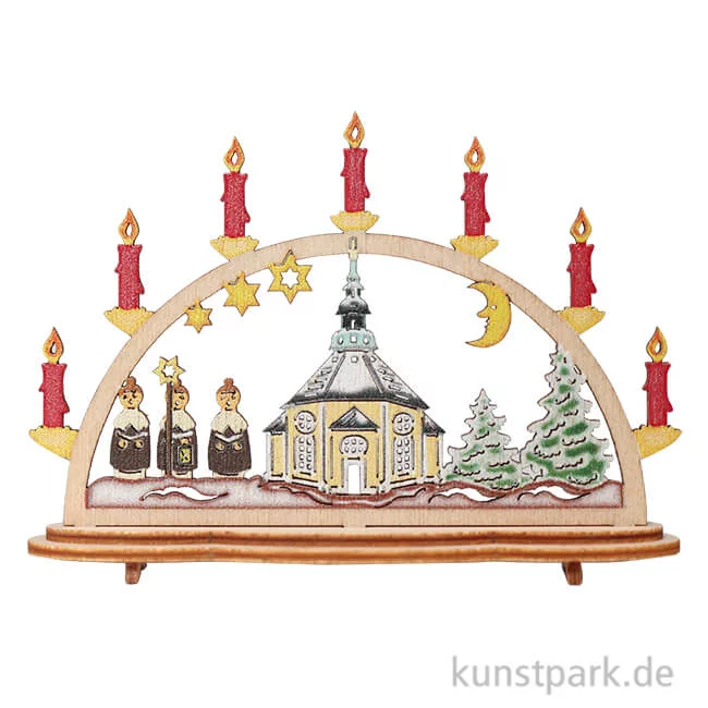Artikelbild 1 des Artikels “Miniatur Schwibbogen mit Kirche, Holz, 5 x 3,5 cm “