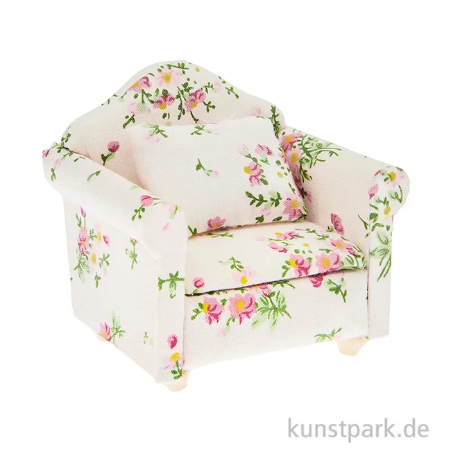 Artikelbild 1 des Artikels “Miniatur Sessel, Holz, Floral, 80 x 75 x 70 mm “
