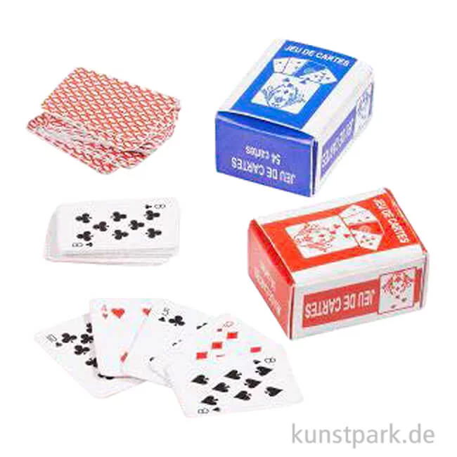 Artikelbild 1 des Artikels “Miniatur Spielkarten, 2 Sets mit je 27 Karten, 1,8 x 1,4 x 1 cm “