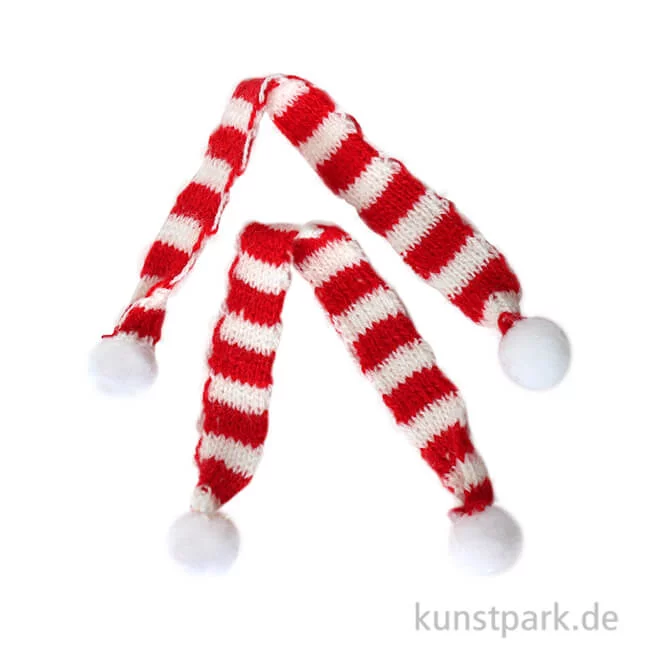 Artikelbild 1 des Artikels “Miniatur Strick-Schals, Rot-Weiß, 15 cm, 2 Stück “