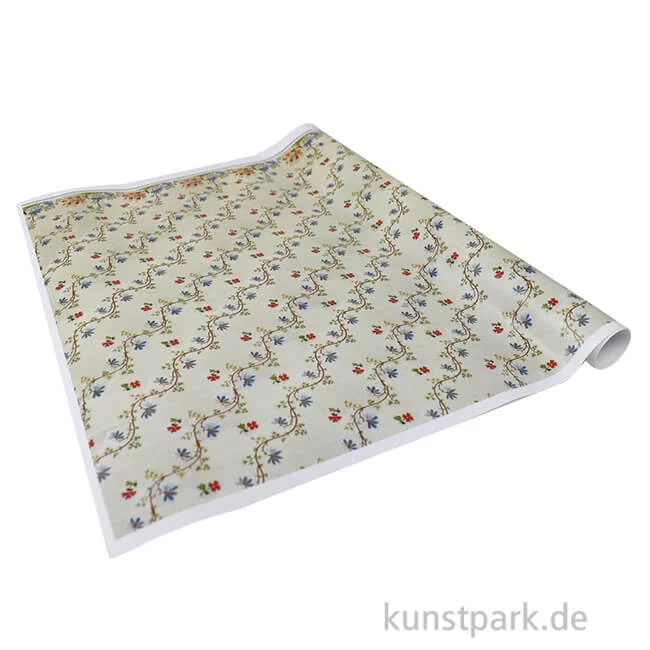 Artikelbild 1 des Artikels “Miniatur Tapete mit Blumen, Creme, 42 x 30 cm “
