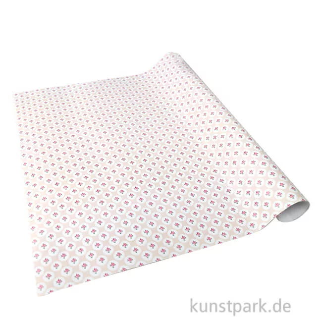 Artikelbild 1 des Artikels “Miniatur Tapete mit Blumen, Creme Rosa, 50 x 30 cm “
