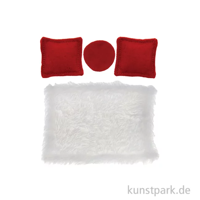 Artikelbild 1 des Artikels “Miniatur Teppich + Kissen, Wohnzimmer Set, Rot-Weiß, 4-teilig “